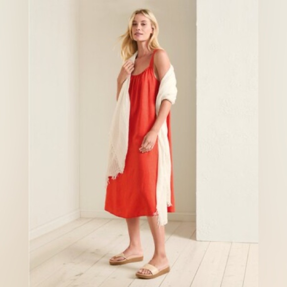 Eileen Fisher Organic Linen Red Dress‎ Large